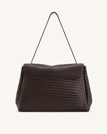 Hilary Woven Shoulder Bag - Dark Brown