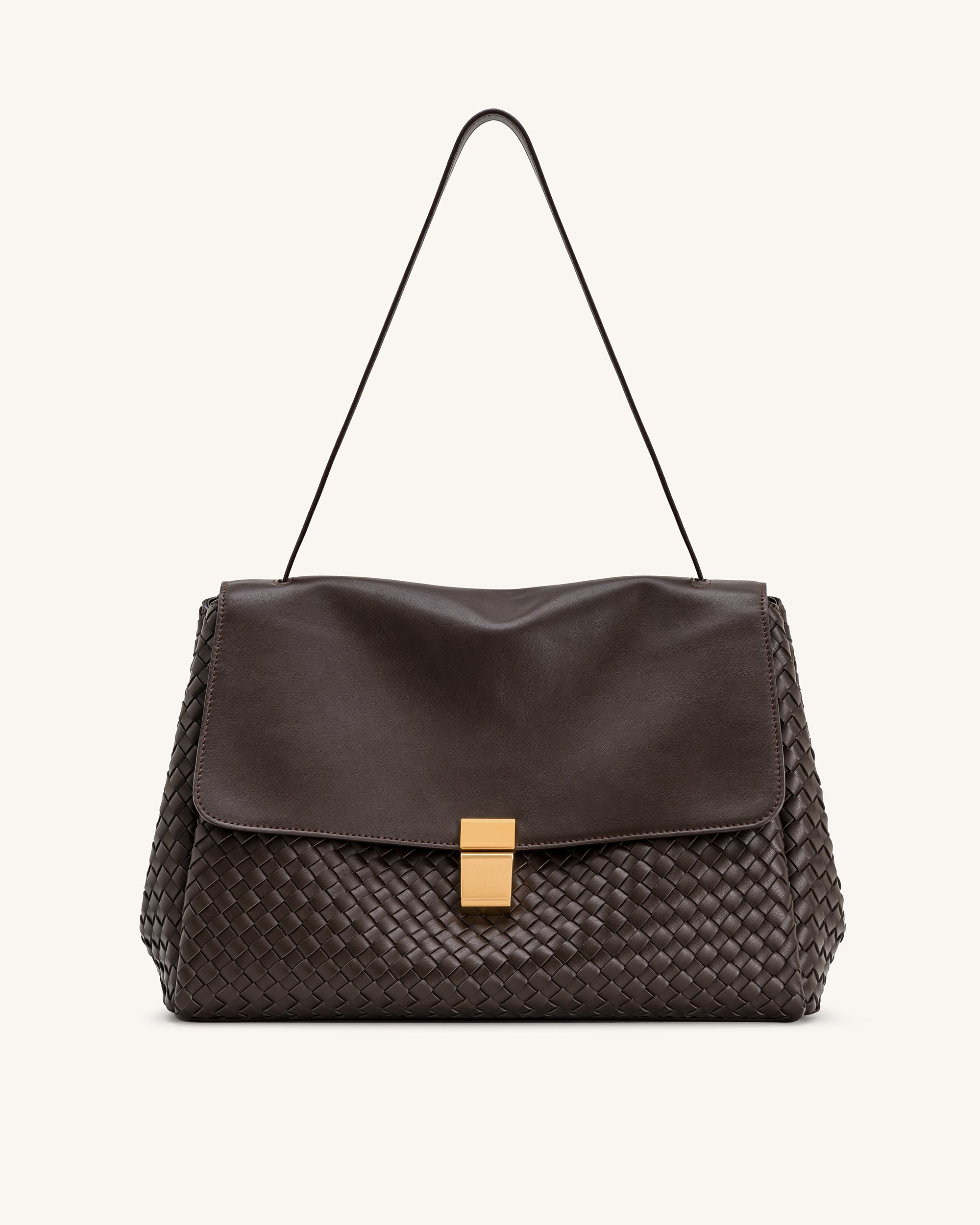 Hilary Woven Shoulder Bag - Dark Brown | JW PEI
