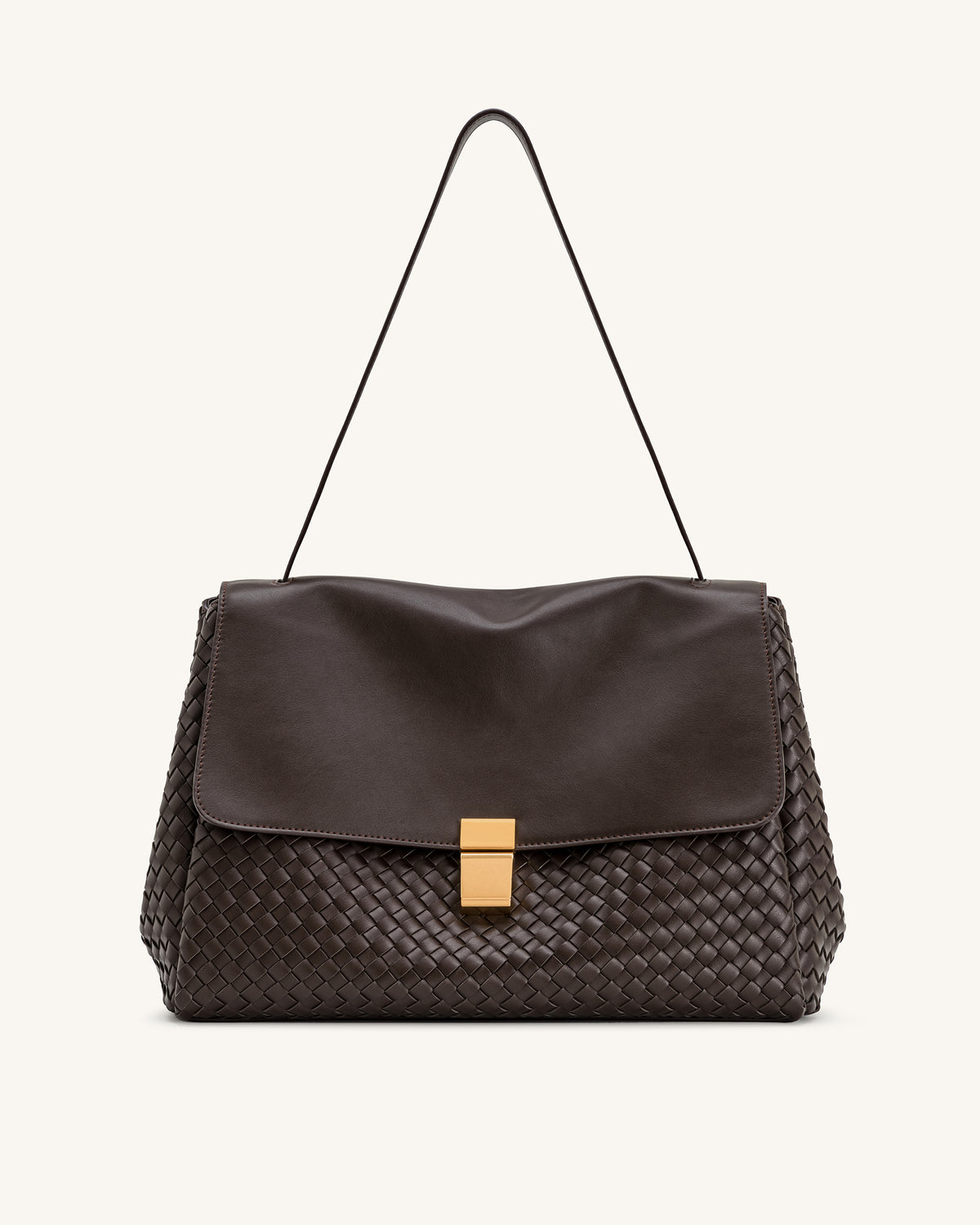 JW PEI Hilary Woven Shoulder Bag - Dark Brown