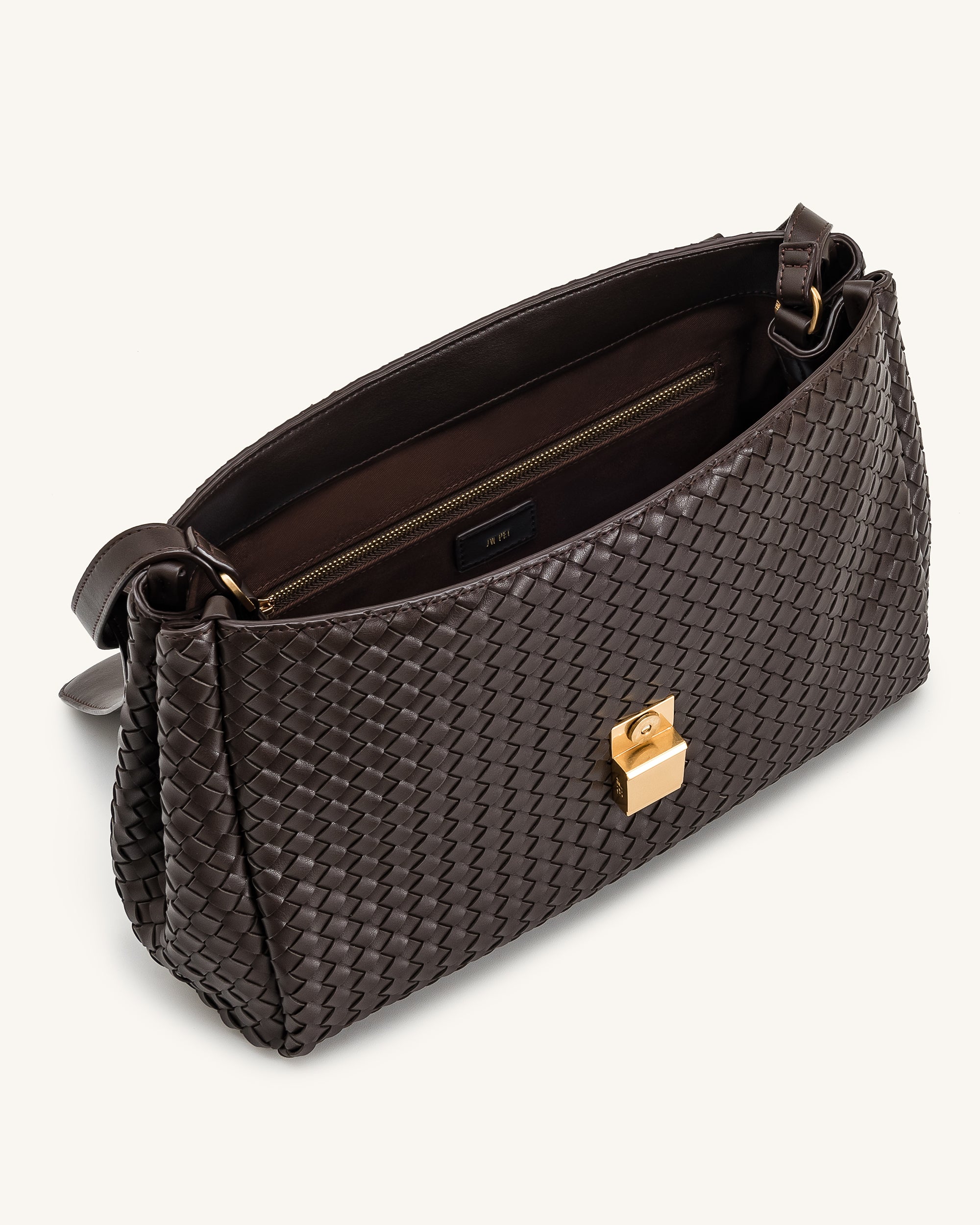 Hilary Woven Shoulder Bag - Dark Brown | JW PEI