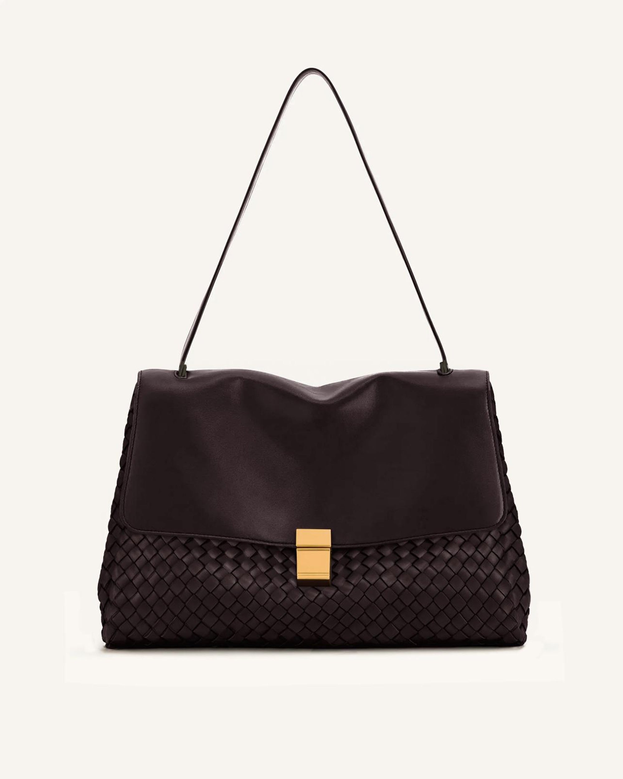 Hilary Woven Shoulder Bag - Dark Brown
