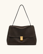 Hilary Woven Shoulder Bag - Dark Brown