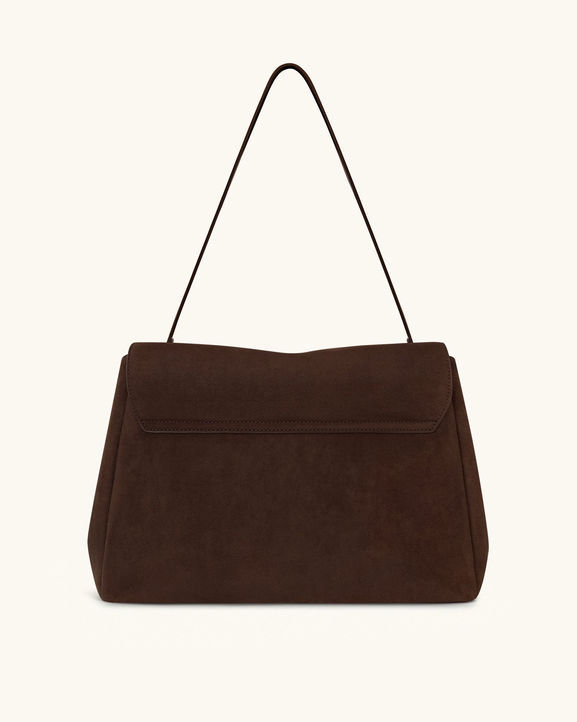 Hilary Faux Suede Shoulder Bag - Dark Brown