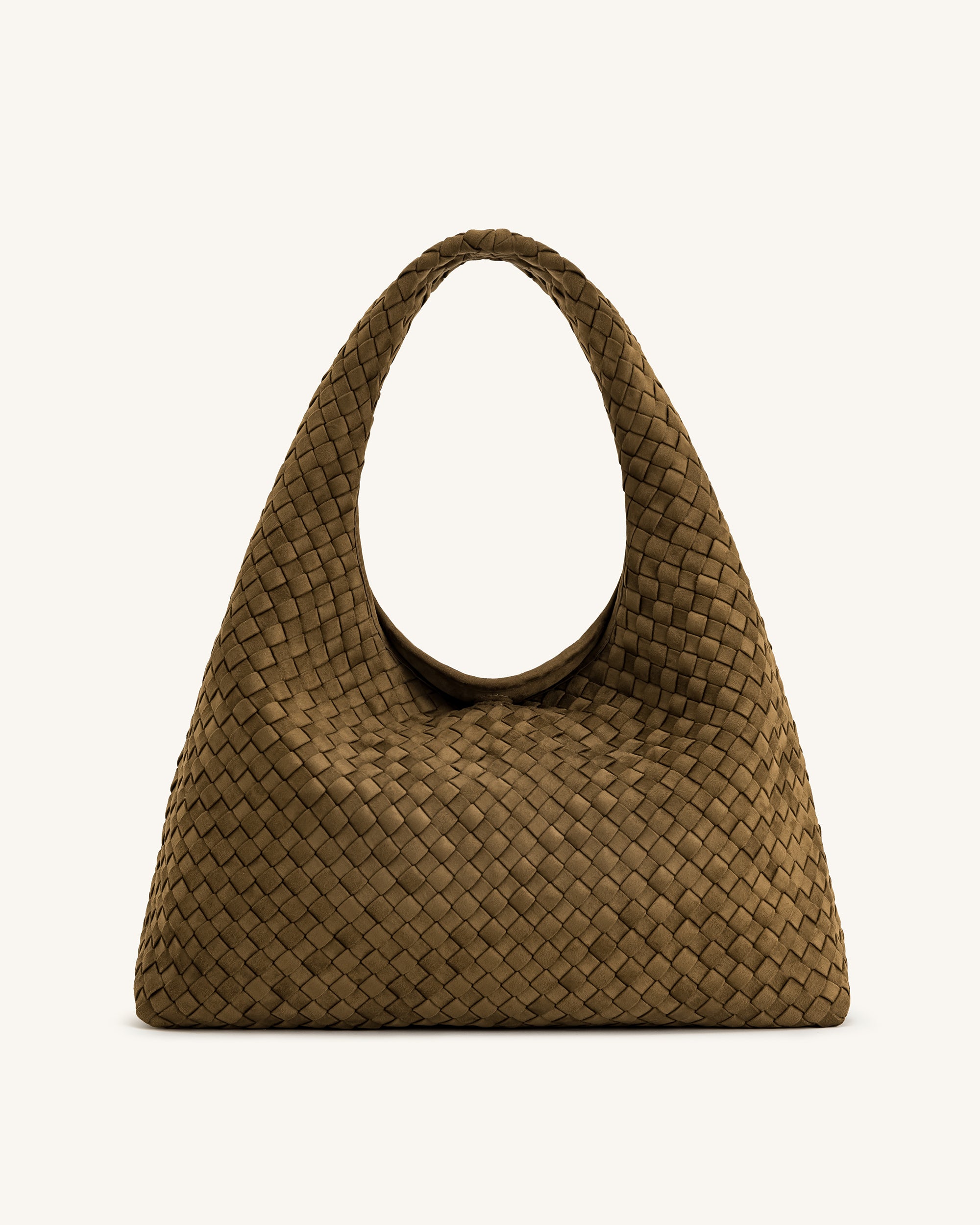 Laura Faux Suede Woven Shoulder Bag - Olive Green | JW PEI