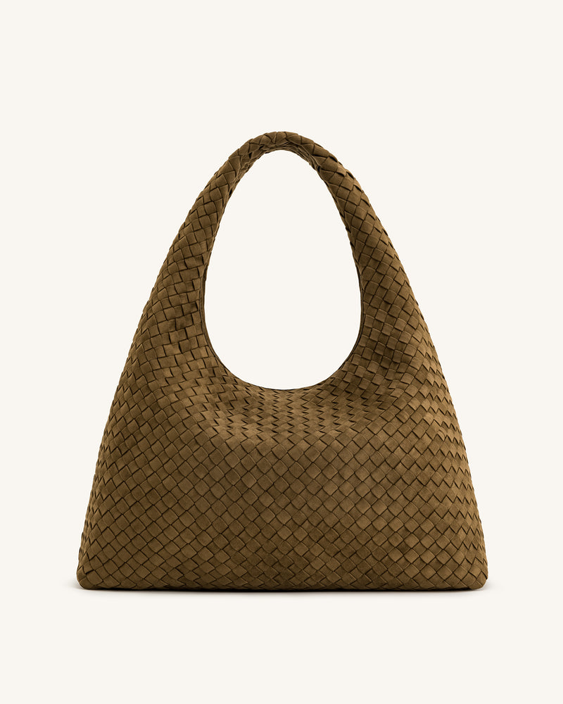 Aria Faux Suede Shoulder Bag - Brown
