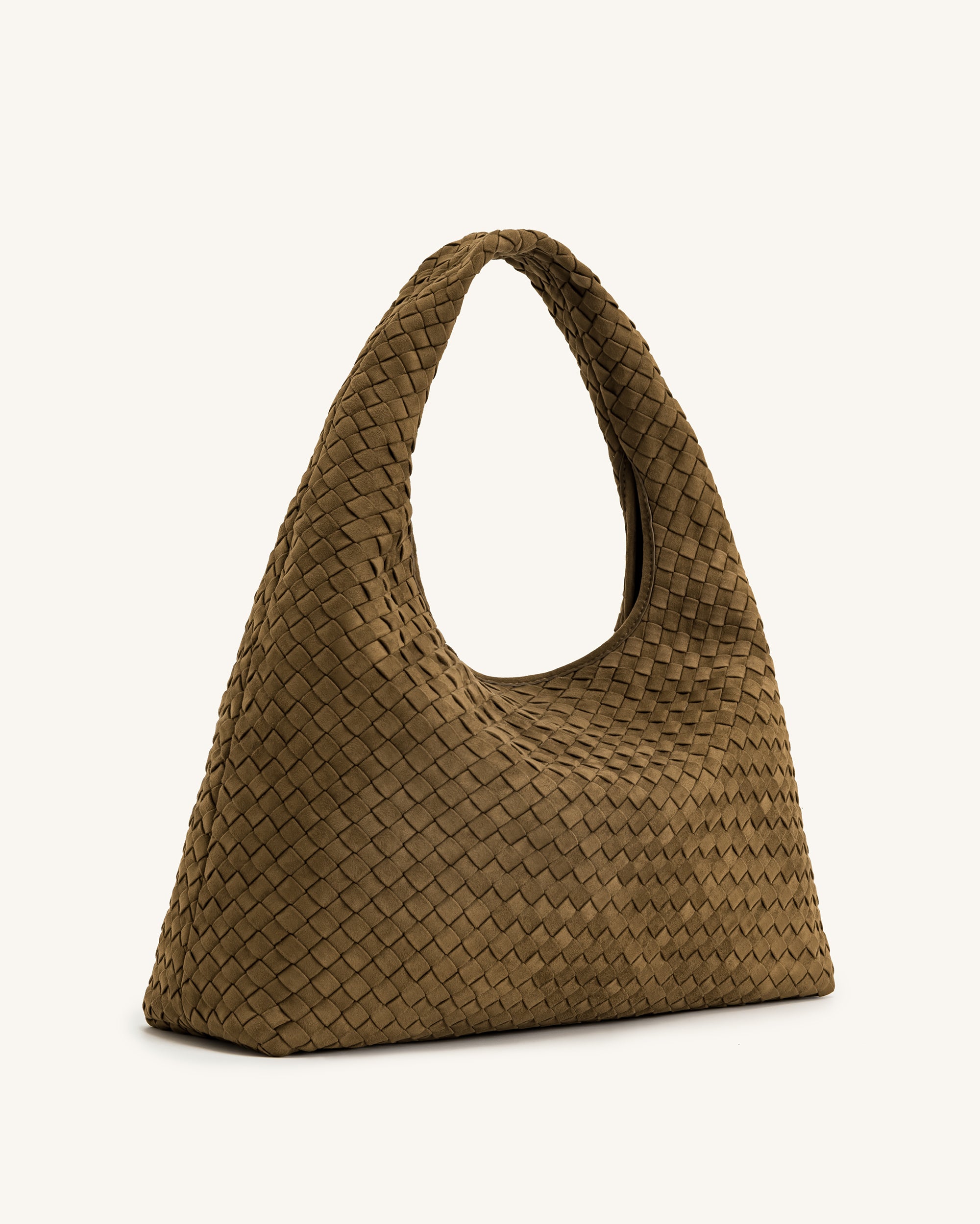 Iaura Faux Suede Woven Shoulder Bag - Olive Green | JW PEI
