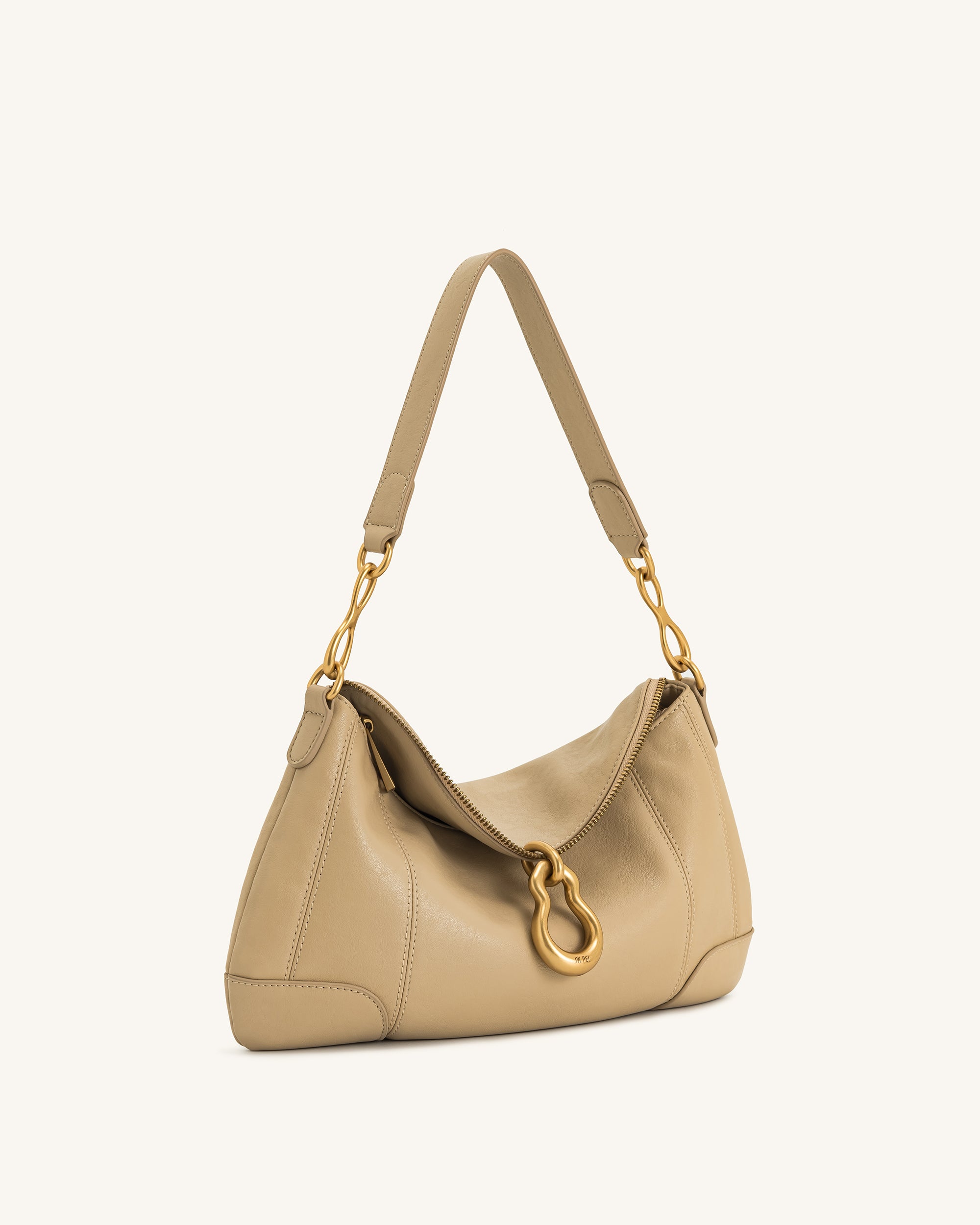 Jayla Metal Pendant Embellished Shoulder Bag - Khaki | JW PEI