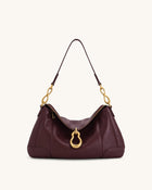 Jayla Metal Pendant Embellished Shoulder Bag - Deep Burgundy