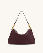 Jayla Metal Pendant Embellished Shoulder Bag - Deep Burgundy