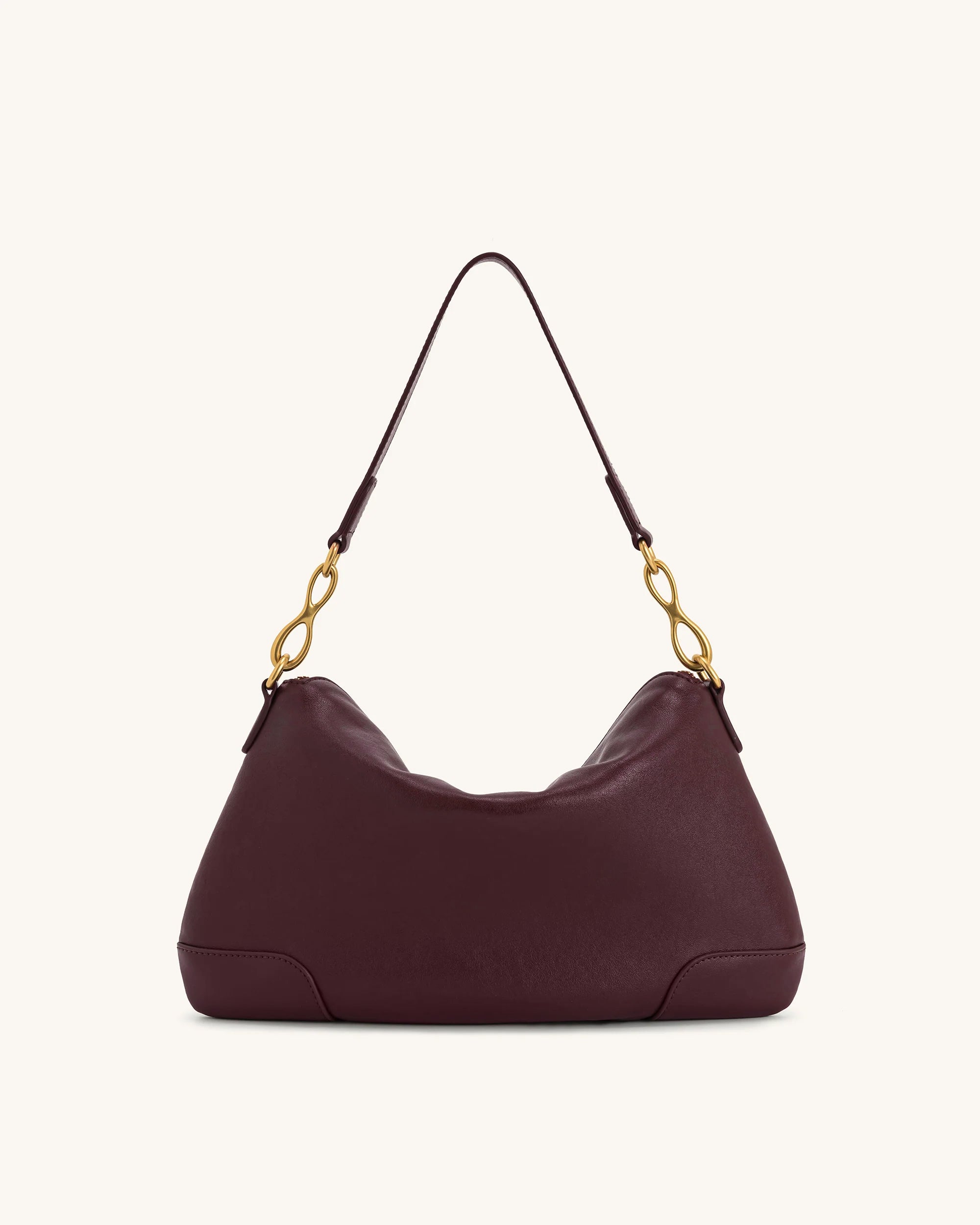 Jayla Metal Pendant Embellished Shoulder Bag - Deep Burgundy