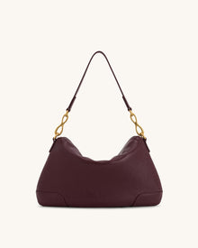 Jayla Metal Pendant Embellished Shoulder Bag - Deep Burgundy