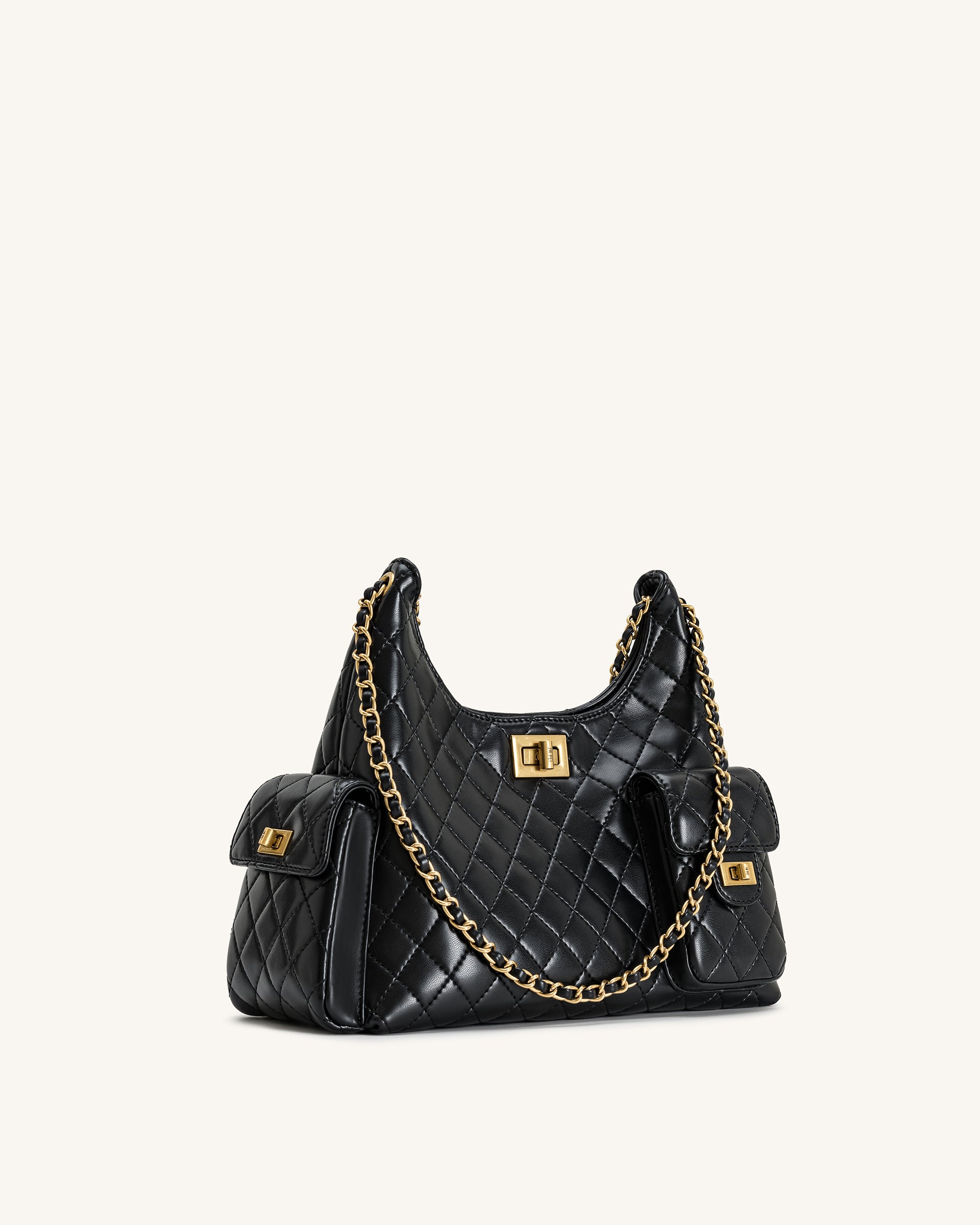 Vivian Quilted Chain Shoulder Bag - Black | JW PEI