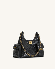 Vivian Quilted Chain Shoulder Bag - Black
