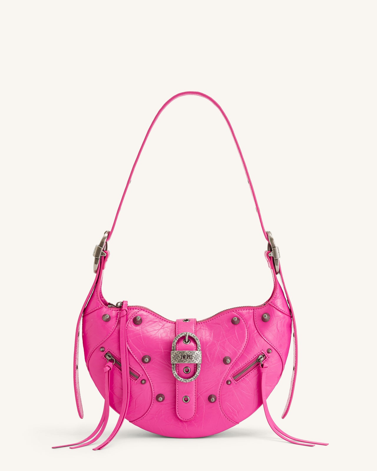 Tessa Crushed Shoulder Bag - Bright Pink