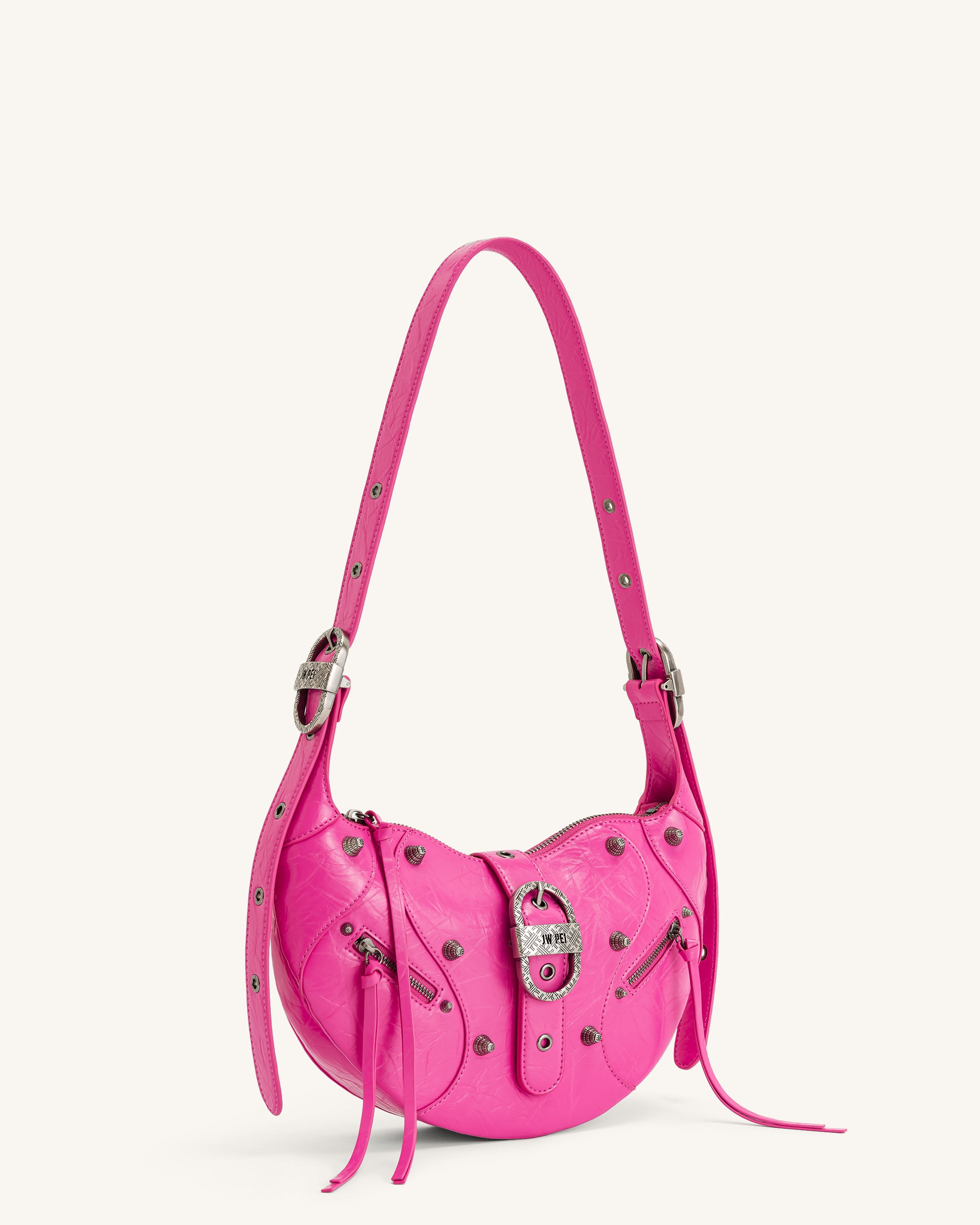 Tessa Crushed Shoulder Bag Bright Pink Online Shopping JW Pei