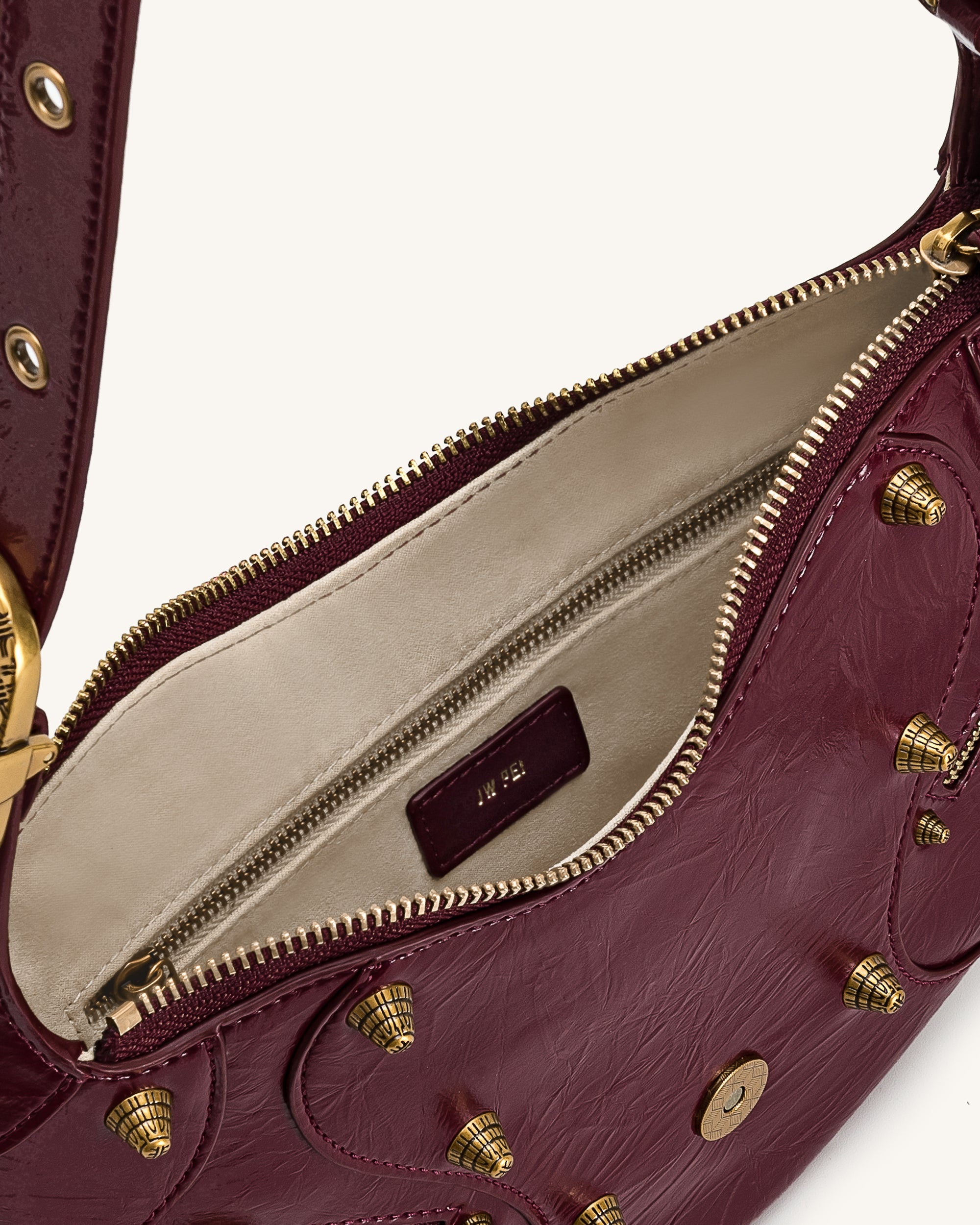 Tessa Studded Shoulder Bag - Burgundy | JW PEI