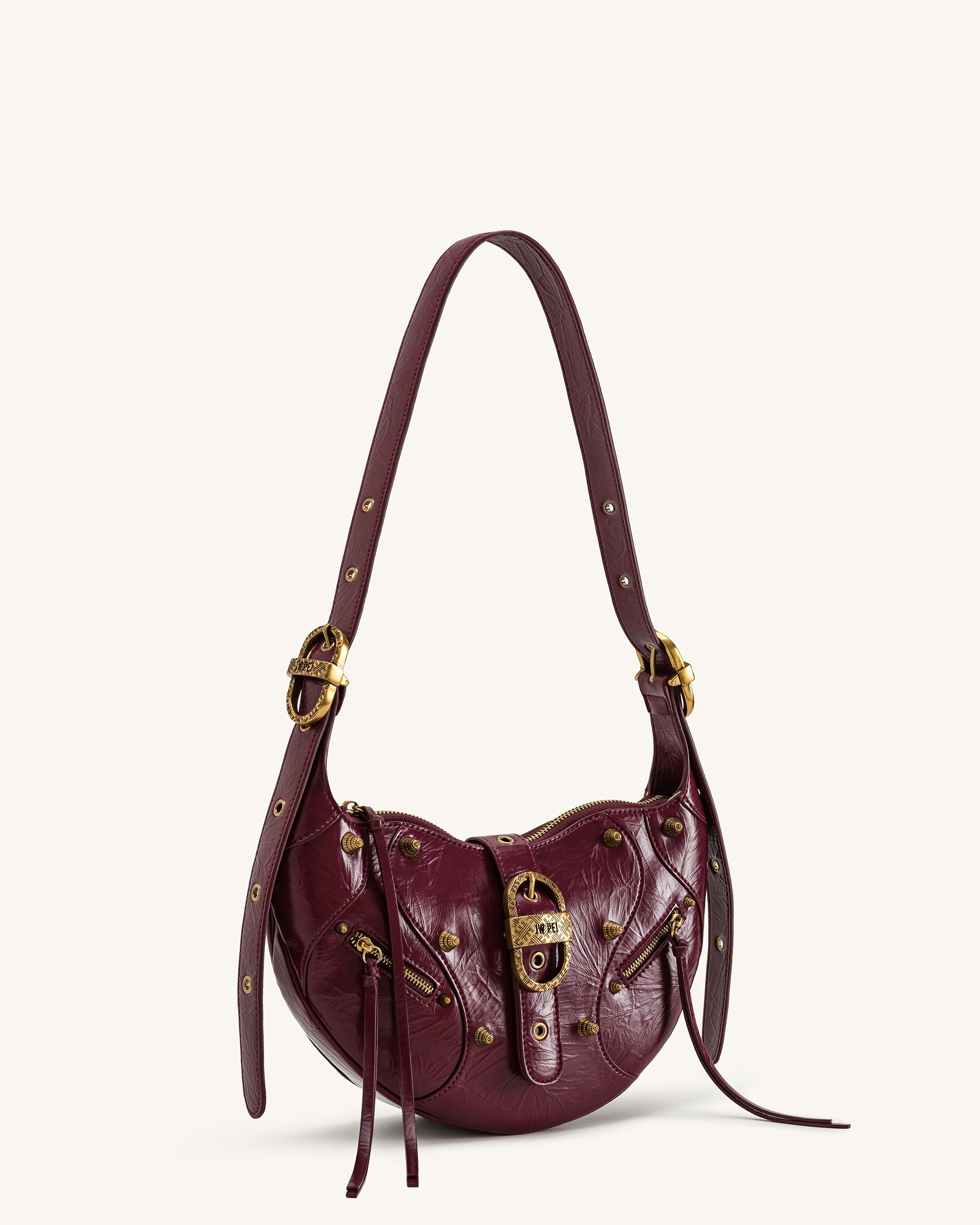 JW PEI TESSA エンボスショルダーバッグ　スタッズ Tessa Studded Shoulder Bag - Burgundy | JW PEI