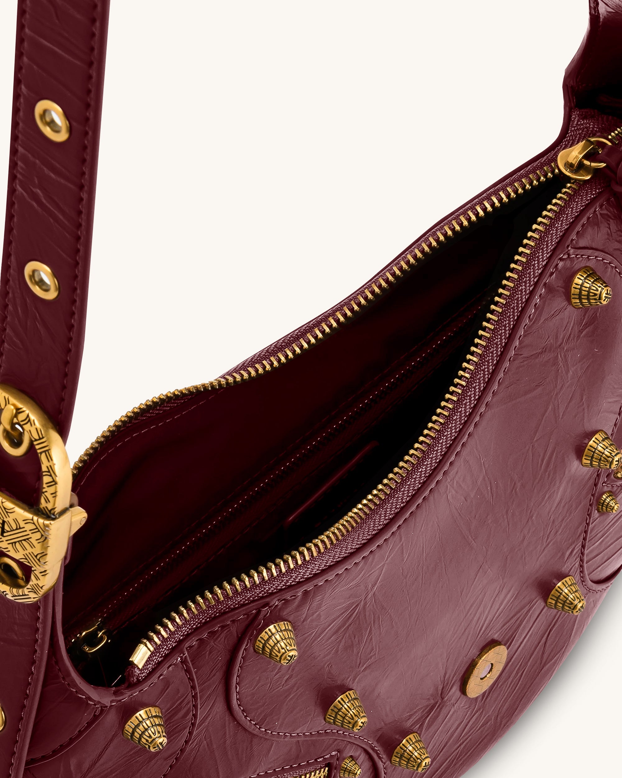 Tessa Studded Shoulder Bag - Burgundy