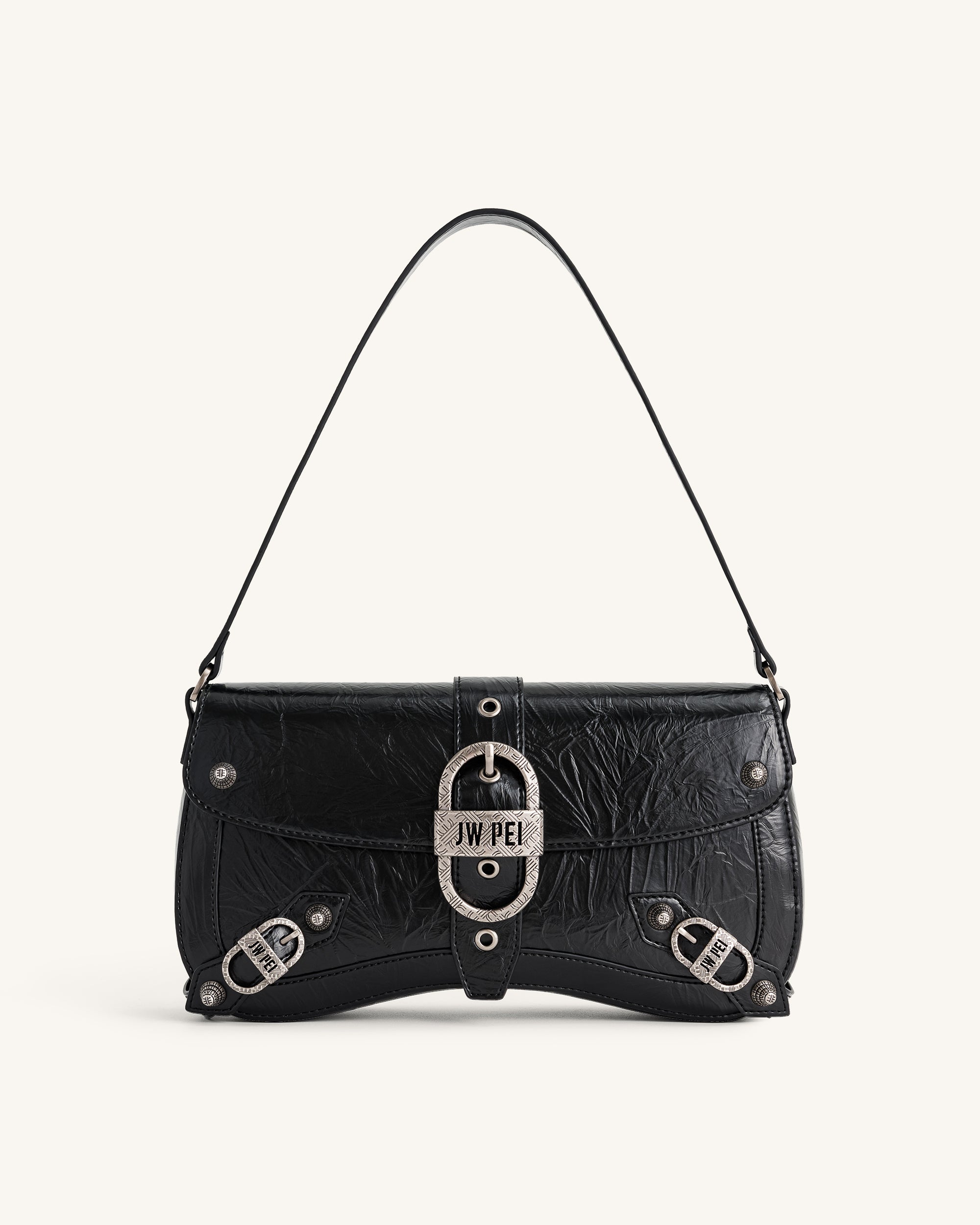 SIA Crushed Shoulder Bag - Black Online Shopping - JW Pei