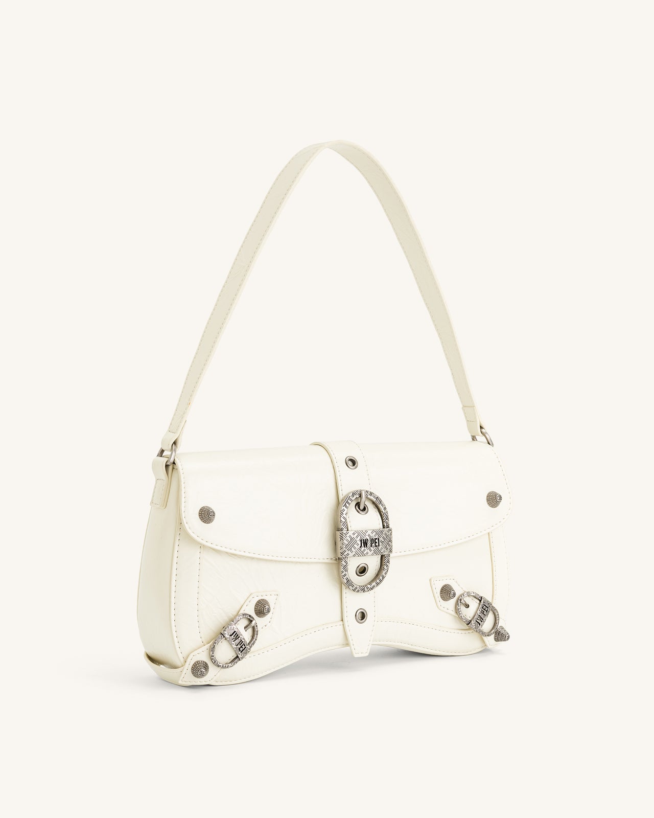 Sia Crushed Shoulder Bag - White