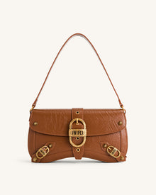 Sia Crushed Shoulder Bag - Brown