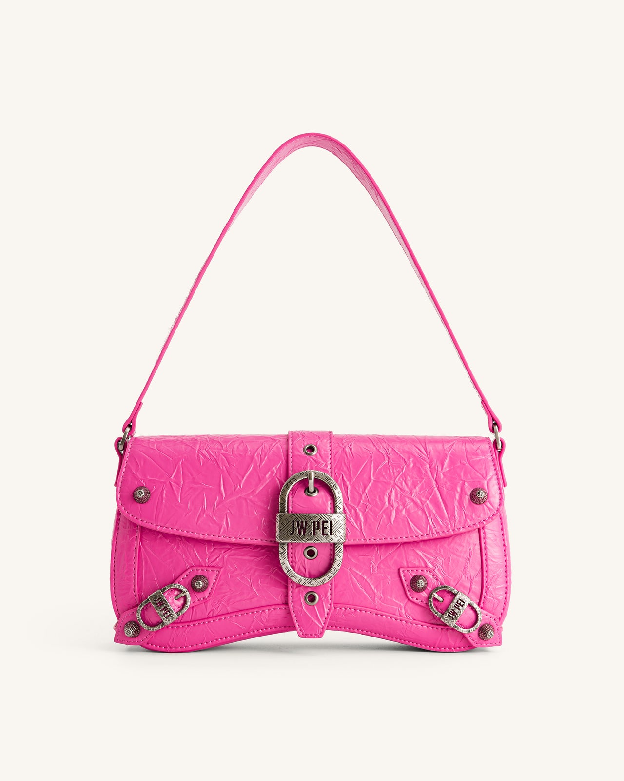 Sia Crushed Shoulder Bag - Bright Pink