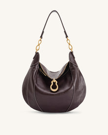 Daria Metal Pendant Embellished Shoulder Bag - Dark Brown