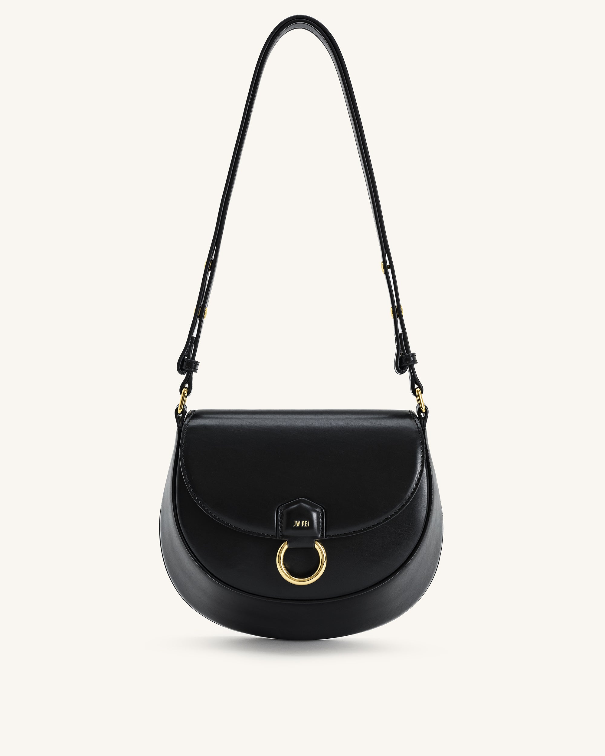 Diana Ring Flap Saddle Bag - Black | JW PEI