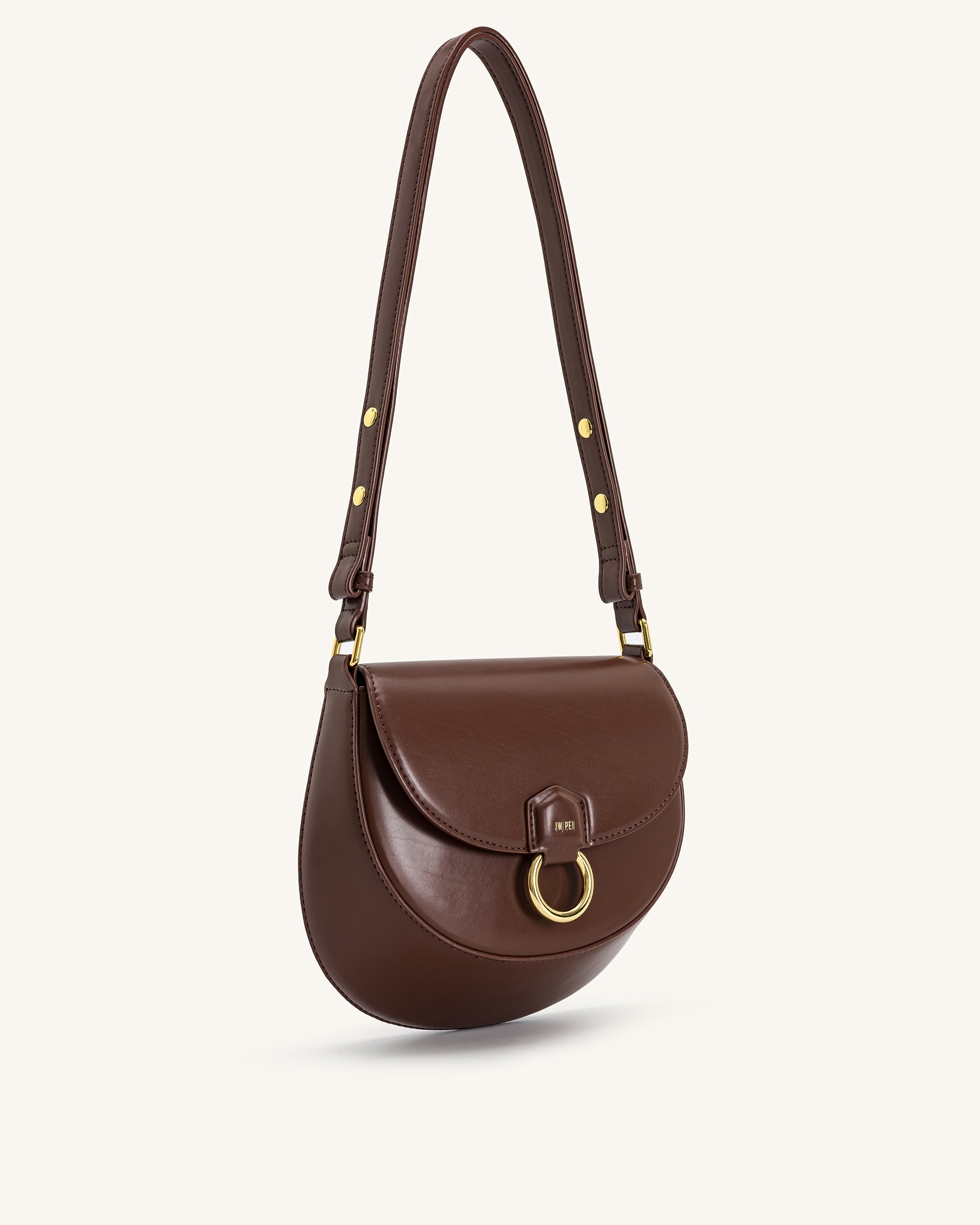 Diana Ring Flap Saddle Bag - Brown | JW PEI