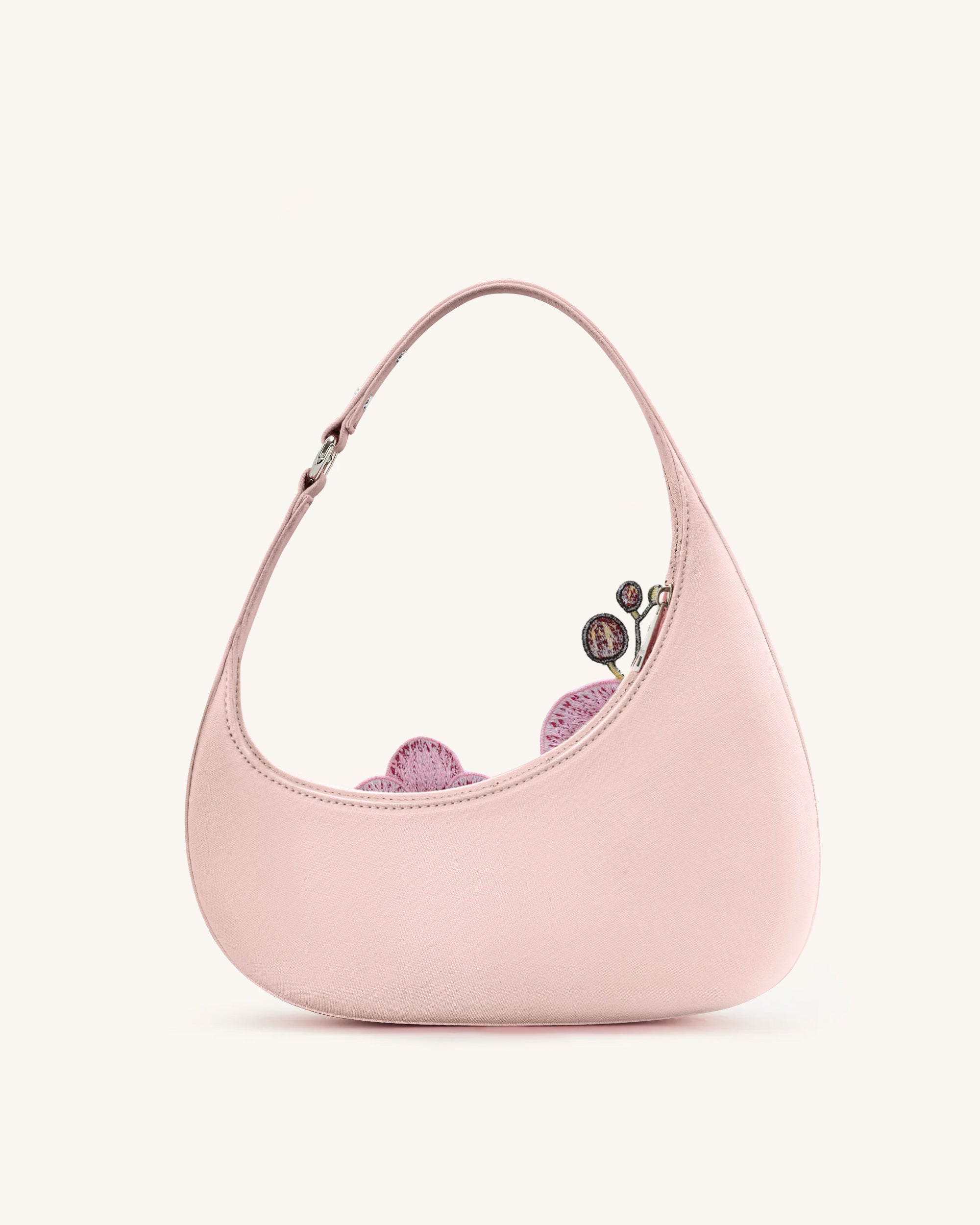 Harlee Orchid Embroidered Shoulder Bag - Pink