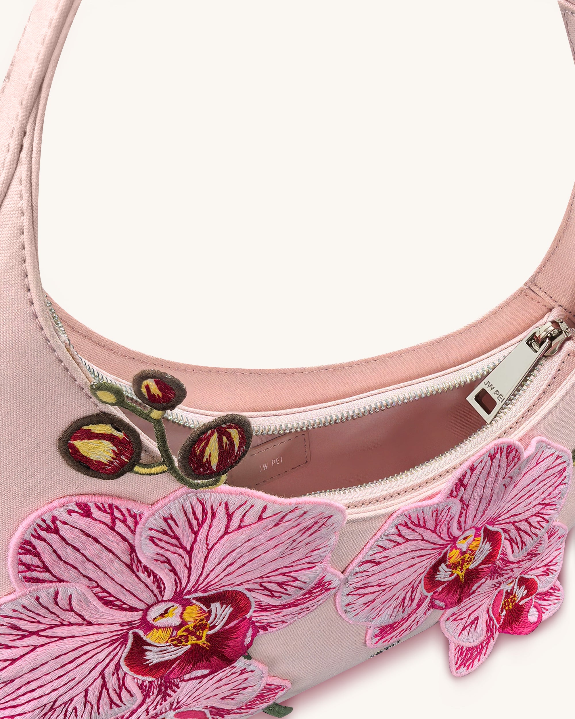 Harlee Orchid Embroidered Shoulder Bag - Pink