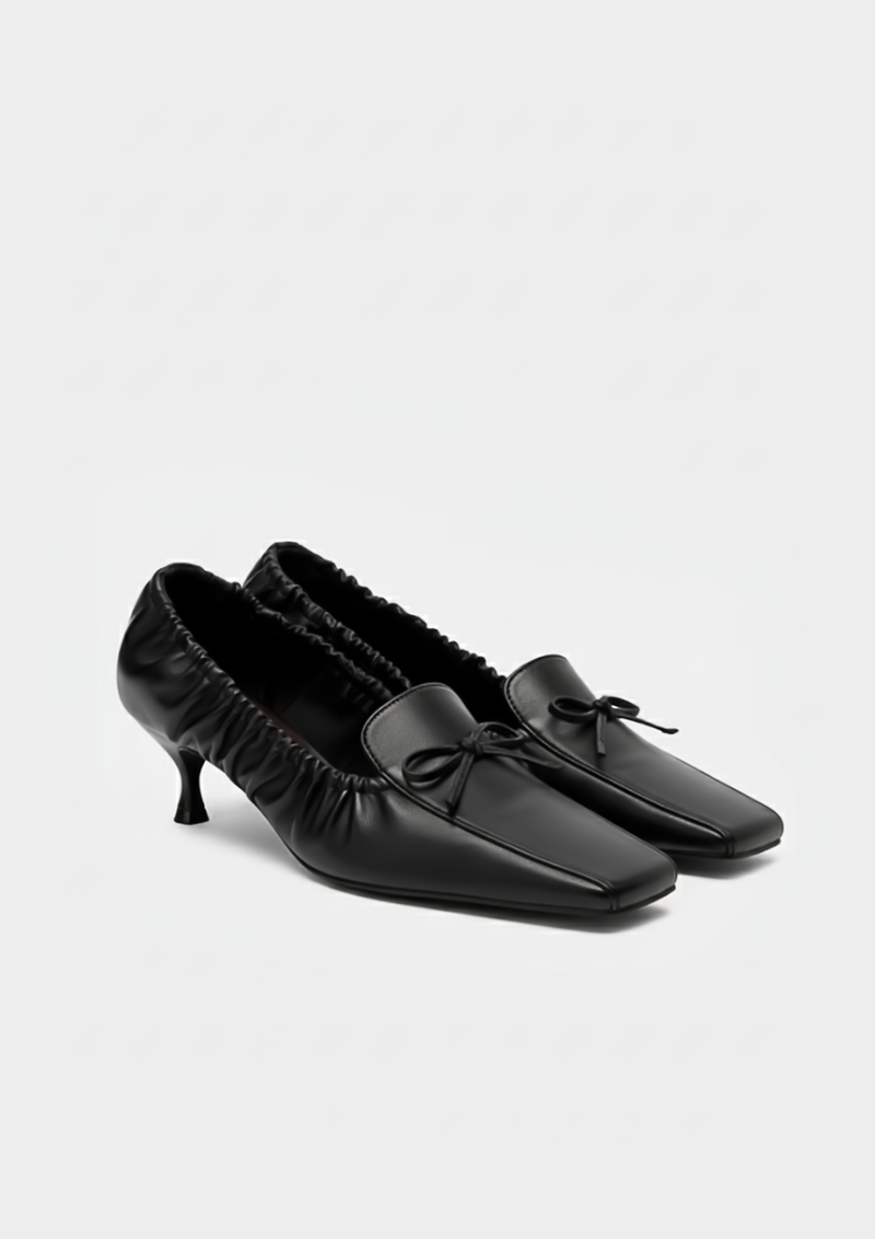Lila Bow Kitten Pumps – Black