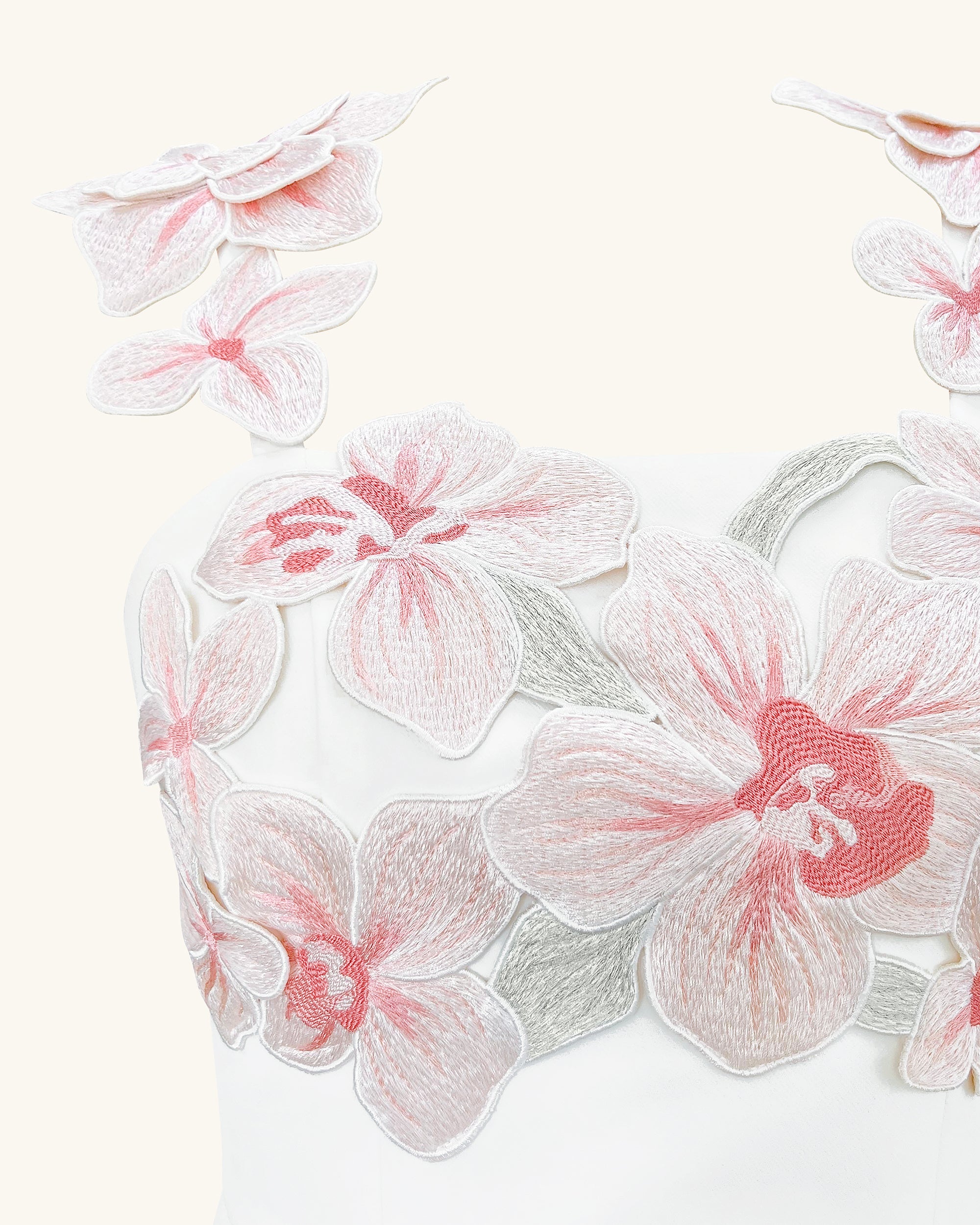 Flower Embroidered Dress - White/Pink Flower Embroidered Dress - White/Pink