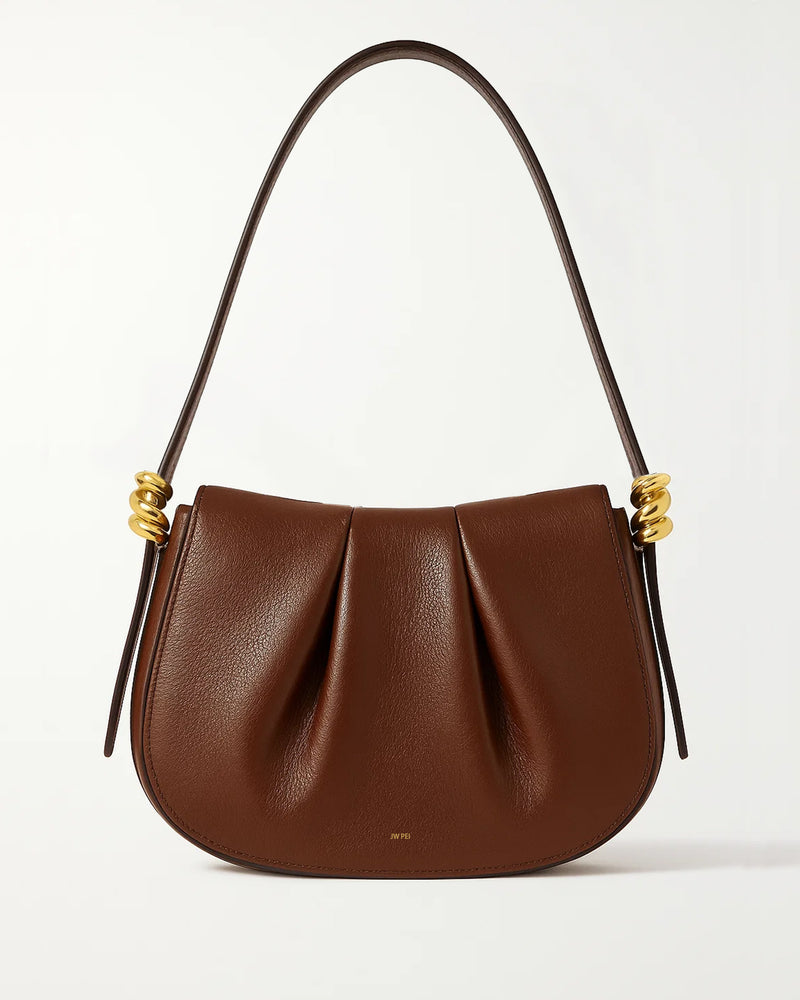 Ava Pleated Shoulder Bag - Brown