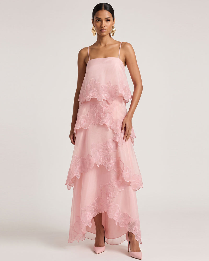 Orchid Embroidered Layered Maxi Dress - Blush Powder