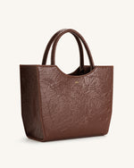 Leah Pleating Medium Tote Bag - Umber