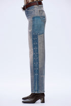 Distressed Wide-Leg Jeans - Light Blue