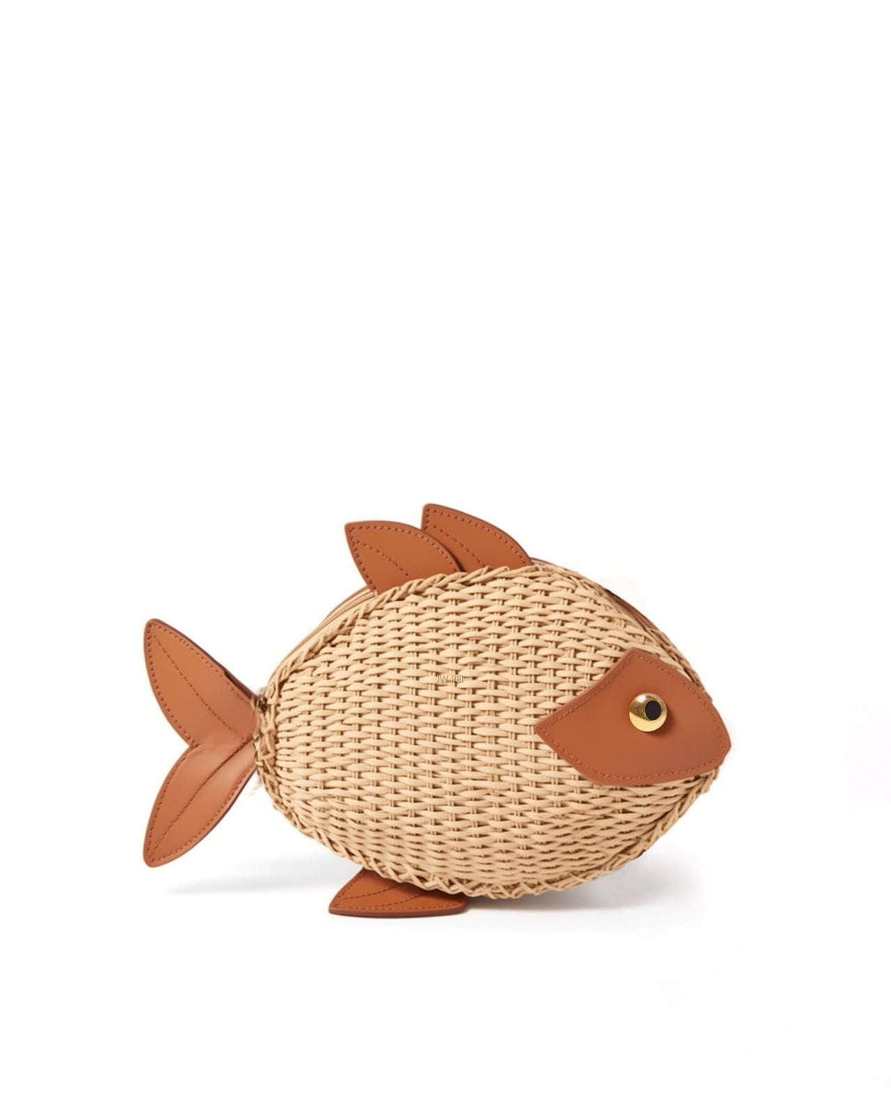 Brown rattan fish clutch shape bag