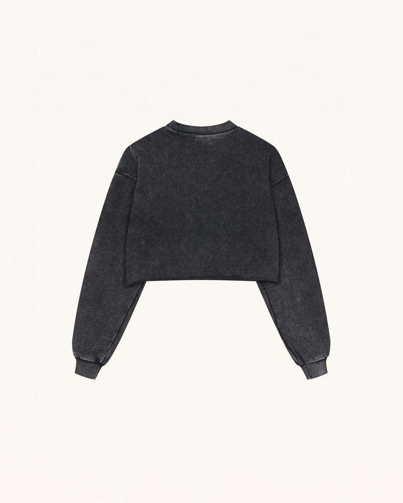 Cream 3D Pearl Butterfly Sweatshirt - Black