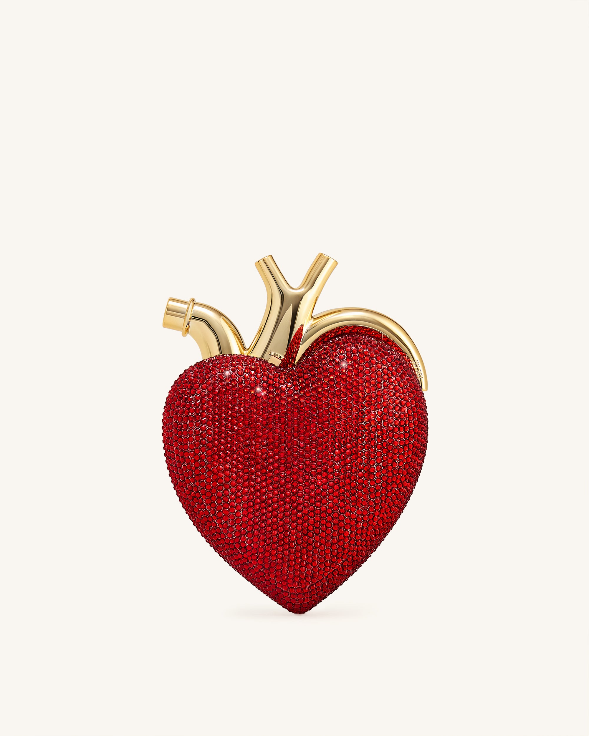 Maren Artificial Crystal Heart Shaped Bag - Red | JW PEI