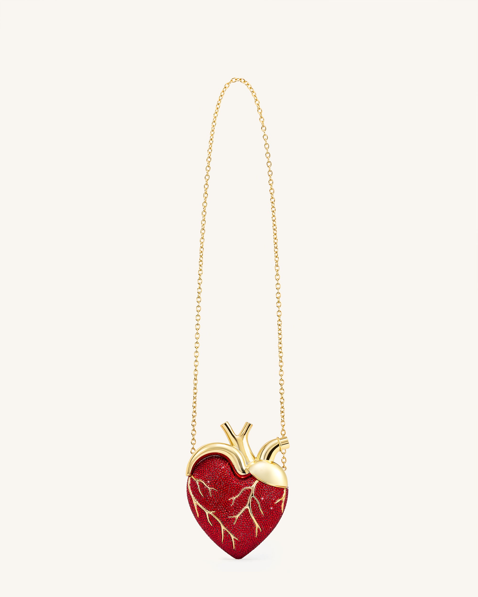 Maren Artificial Crystal Heart Shaped Bag - Red | JW PEI