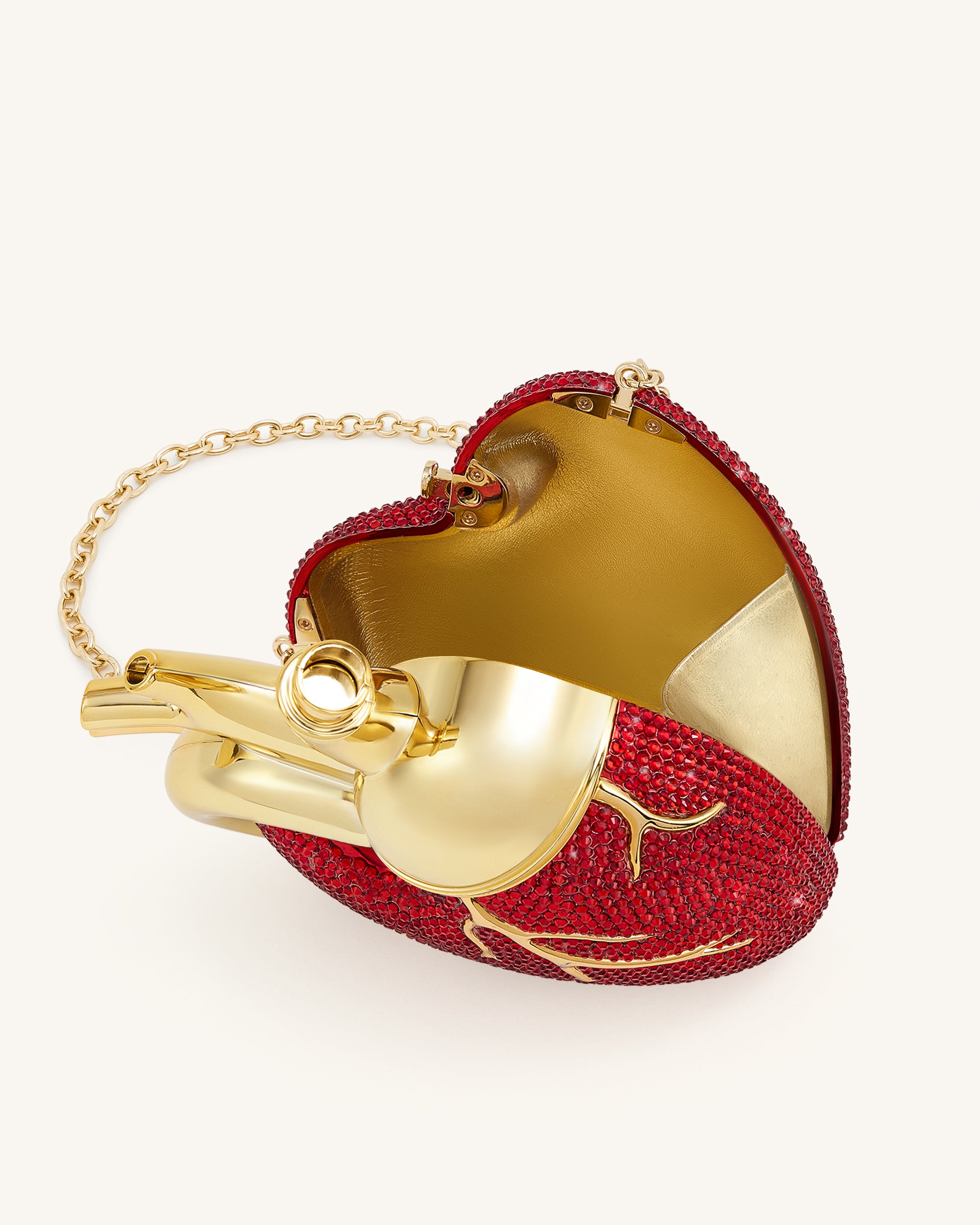 Maren Artificial Crystal Heart Shaped Bag - Red | JW PEI