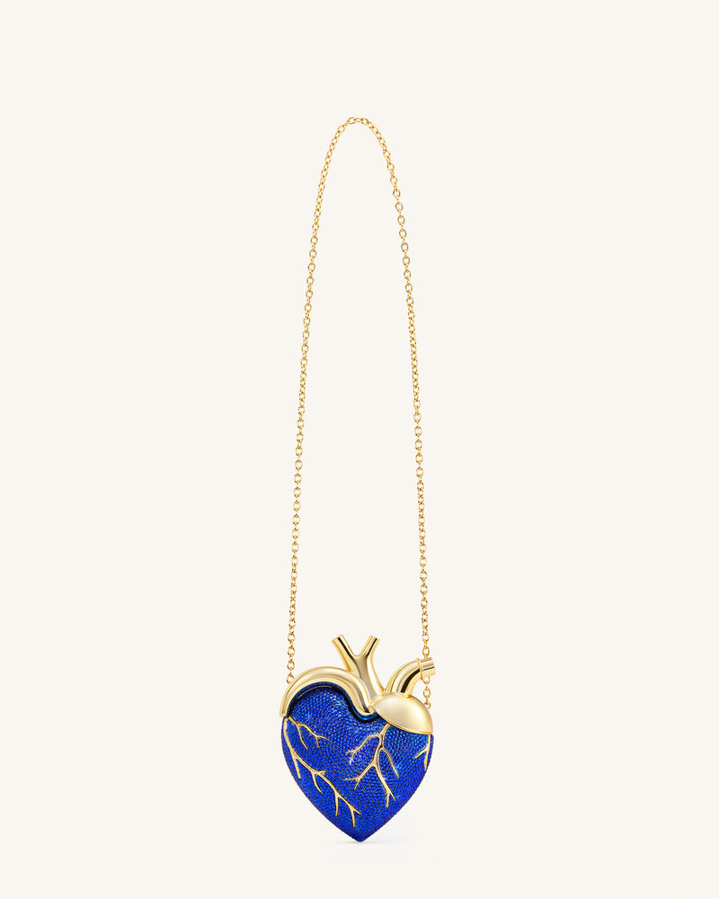Maren Artificial Crystal Heart Shaped Bag - Cobalt Blue