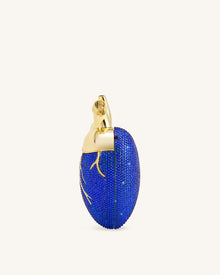 Maren Artificial Crystal Heart Shaped Bag - Cobalt Blue
