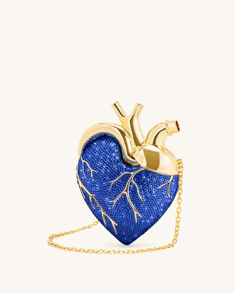 Maren Artificial Crystal Heart Shaped Bag - Cobalt Blue