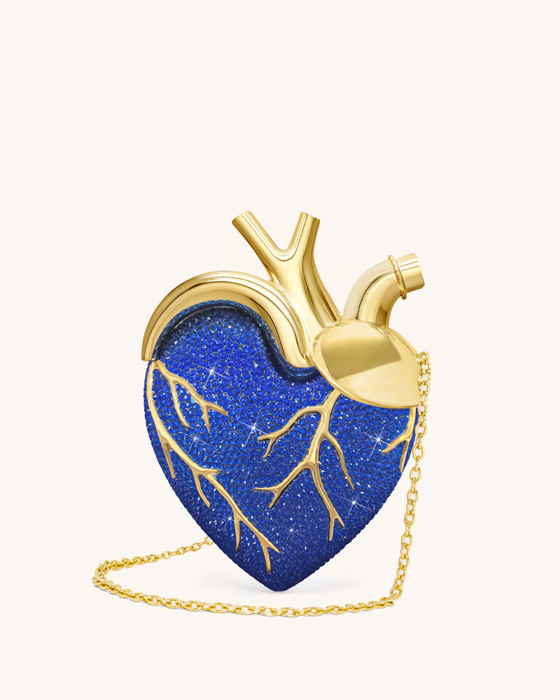 Maren Artificial Crystal Heart Shaped Bag - Cobalt Blue