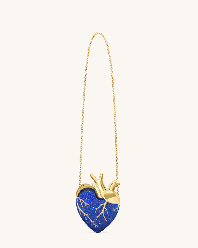 Maren Artificial Crystal Heart Shaped Bag - Cobalt Blue