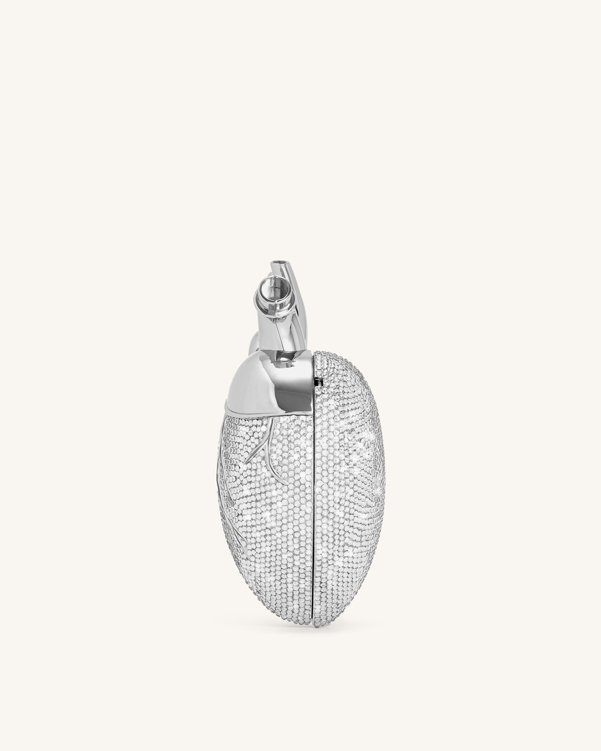 Maren Artificial Crystal Heart Shaped Bag - Silver | JW PEI
