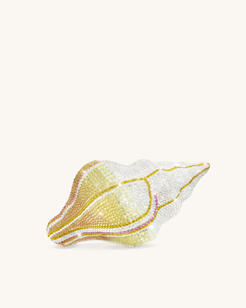 Conch Shape Faux Crystal Clutch - Gold