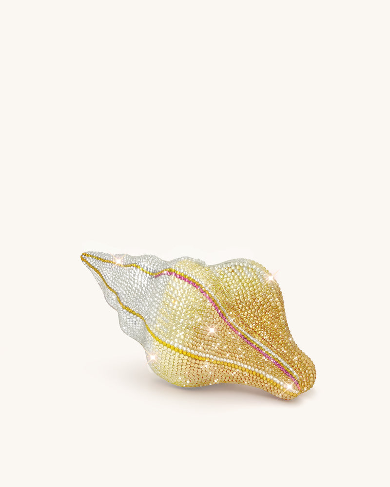 Conch Shape Faux Crystal Clutch - Gold